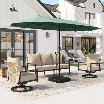 Alpha Joy 13ft Rectangle Double-Sided Extra Large Outdoor Patio Market Umbrella with 23.6'' Square Base, Mint
