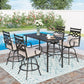 Sophia & William 5 Piece Patio Bar Set Outdoor Rectangular Table and Cushioned Swivel Chairs Bistro Set