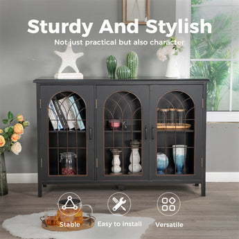 Black 3-Door Sideboard & Buffet Cabinet