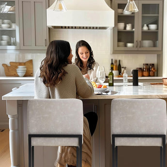 Sophia & William Light Grey Bar Stools Set of 2, Counter Height 24" Bar Stools with Backs, Modern PU Leather Kitchen Island Stools