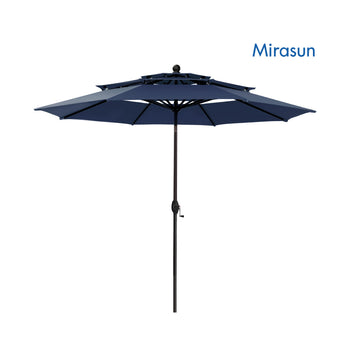 Mirasun 10ft Outdoor Patio Umbrella, [Auto-Tilting] 3 Tiers Market Table Umbrellas with 1.5" Pole, 8 Sturdy Ribs