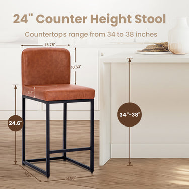 Old School Pu Bar Stool Retro PU Leather Bar Stools With Backs And