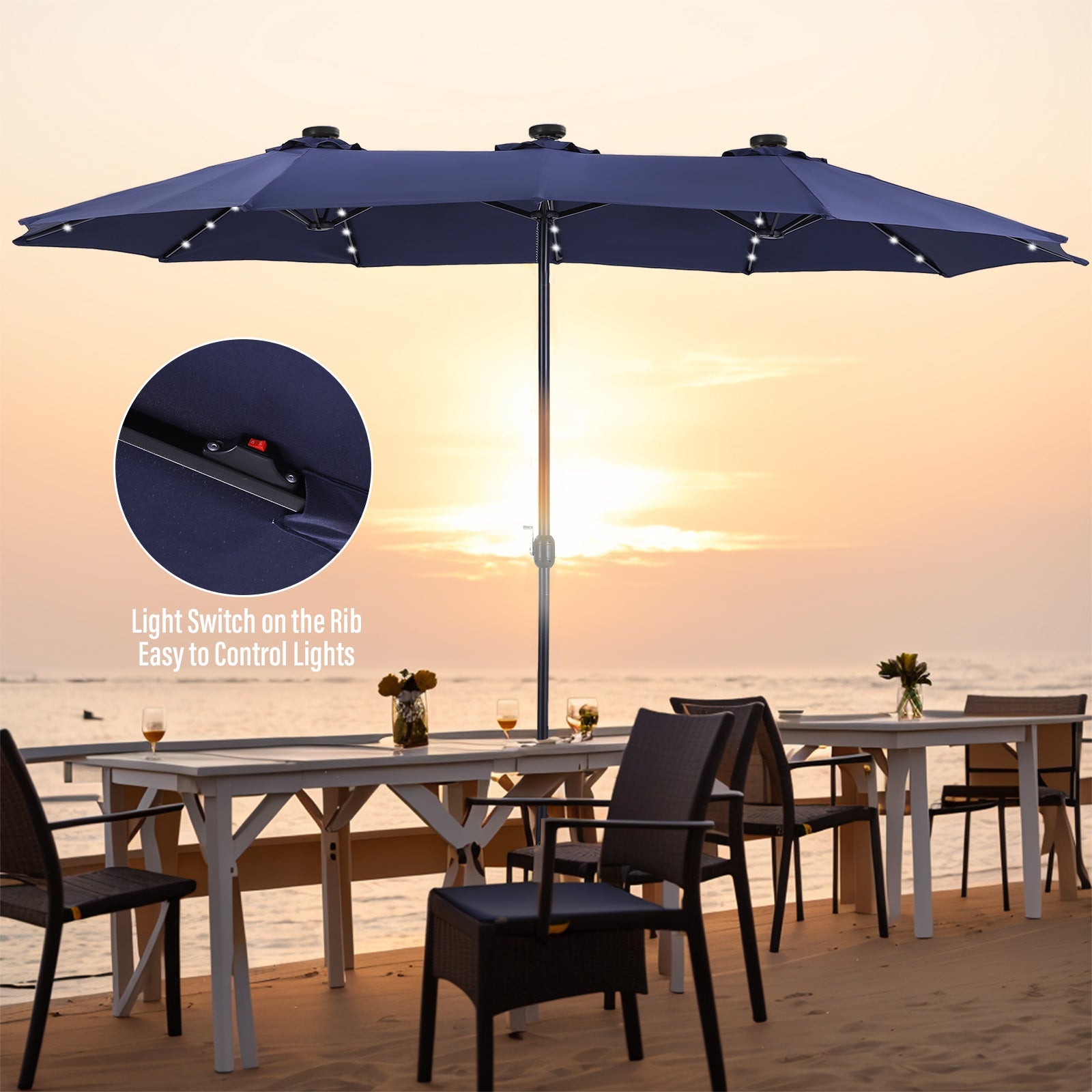 Sophia & William 15FT Outdoor Patio Umbrella Extra Large Double-Sided
