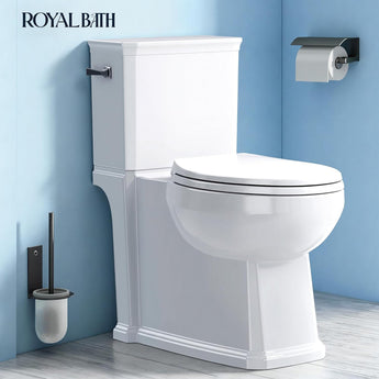 Royalbath 17.3” ADA Comfort Height Toilets with Hidden Drainage Port, 14" Wide Bowl Two Piece Toilets for Bathrooms, Tall Height, 1.28 GPF Single Power Flush Toilet with Jet Flush, 12" Rough In