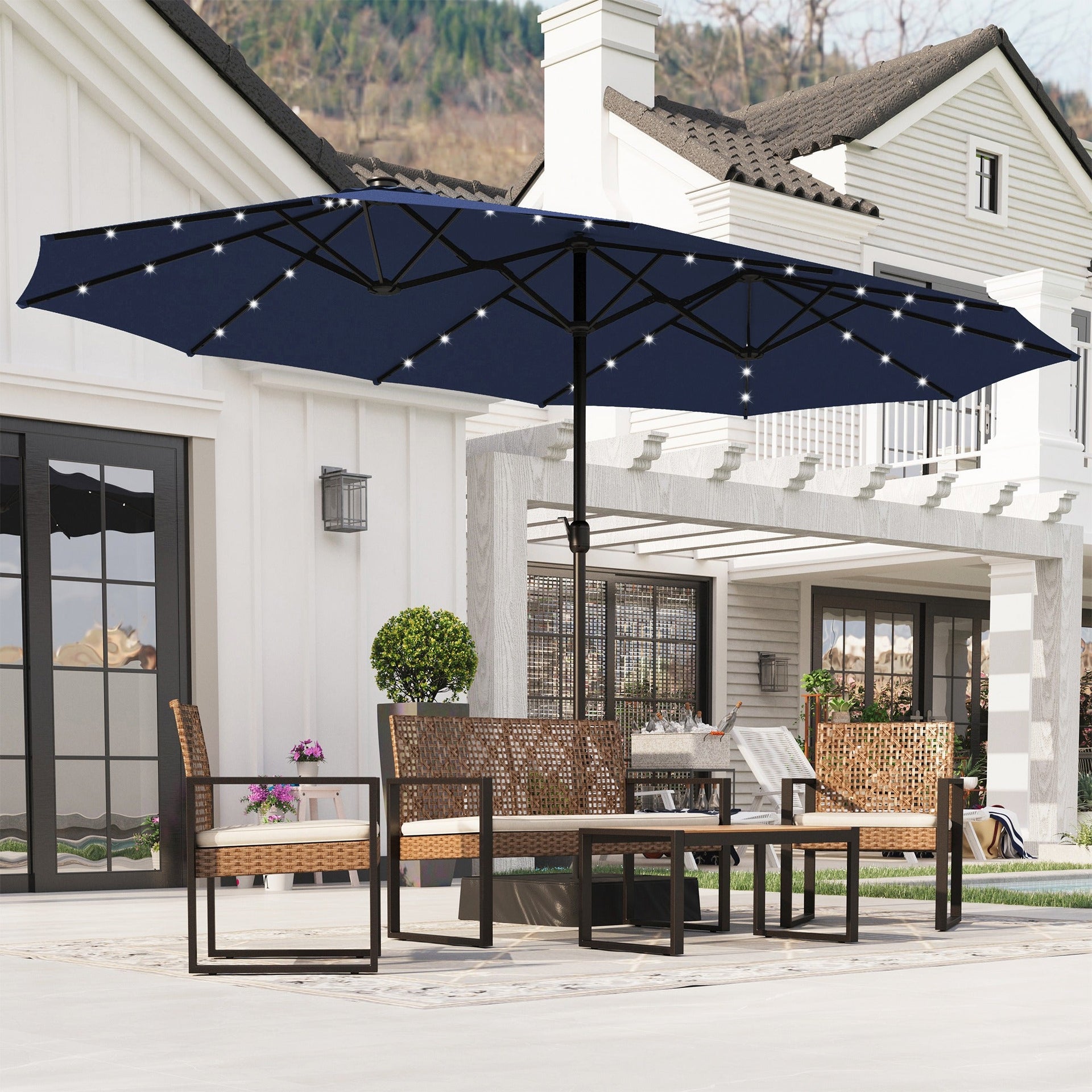 Sophia & William 15FT Outdoor Patio Umbrella Extra Large Double-Sided