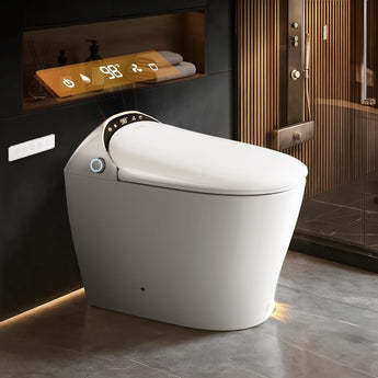 Abath 17.5" Smart Toilet with Bidet Built in Elongated Warm Seat, Auto Flush/Open/Close, Instant Warm Water/Dryer, Tank/Pump-assisted, Night Light, Remote/Knob Control, Electric Bidet Toilets for Bathrooms