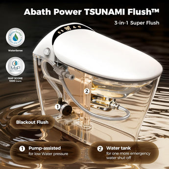 Abath 17.5" Smart Toilet with Bidet Built in Elongated Warm Seat, Auto Flush/Open/Close, Instant Warm Water/Dryer, Tank/Pump-assisted, Night Light, Remote/Knob Control, Electric Bidet Toilets for Bathrooms