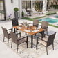 Sophia & William 7-Piece Outdoor Patio Dining Set Rattan Chairs and Rectangle Table Set for 6