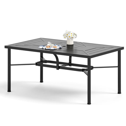 Sophia & William 64" x 39" Outdoor Steel 6-seat Dining Table with 1.89" Umbrella Hole