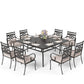 Sophia & William 9 Piece Outdoor Metal Patio Dining Set 60" Square Table and Cushioned Chairs Furniture Set