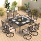 Sophia & William 9 Piece Outdoor Metal Patio Dining Set 60" Square Table and Cushioned Swivel Chairs Furniture Set