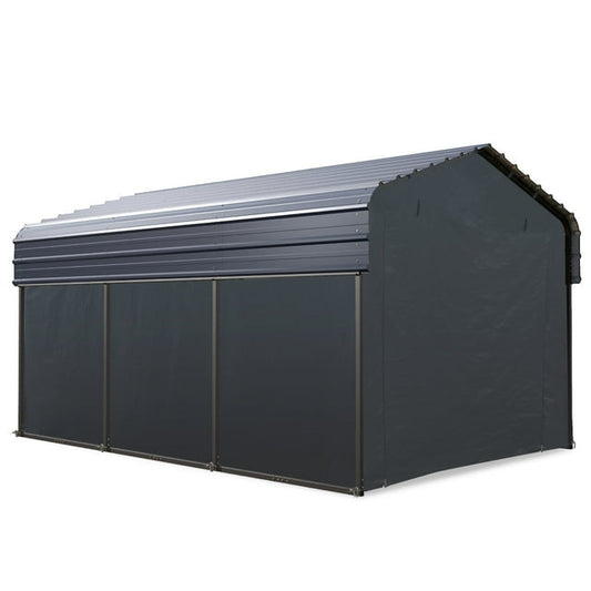 Alpha Joy 10' x 15' Heavy Duty Galvanized Steel Carport with Side Walls Multi-Purpose Shelter