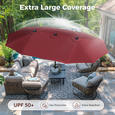 Alpha Joy 15ft Outdoor Patio Umbrella Extra-Large Double-Sided Garden – Sophia & William