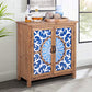 Alpha Joy 2-Door Rustic Accent Cabinet with Blue and White Porcelain Pattern for Dining Room, Living Room,Hallway