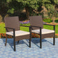 Sophia & William 8-Piece Outdoor Patio Set with 13 ft Umbrella, Rattan Chairs & Rectangle Table for 6, Navy Umbrella
