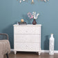 Sophia & William 3 Drawers Retro Storage Cabinet with Carved Finch Feather Pattern-White
