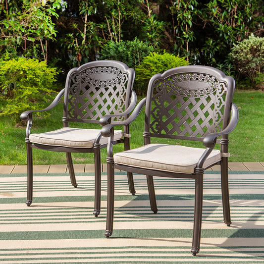 Sophia & William Outdoor Aluminum Dining Chairs with Cushions- Set of 2