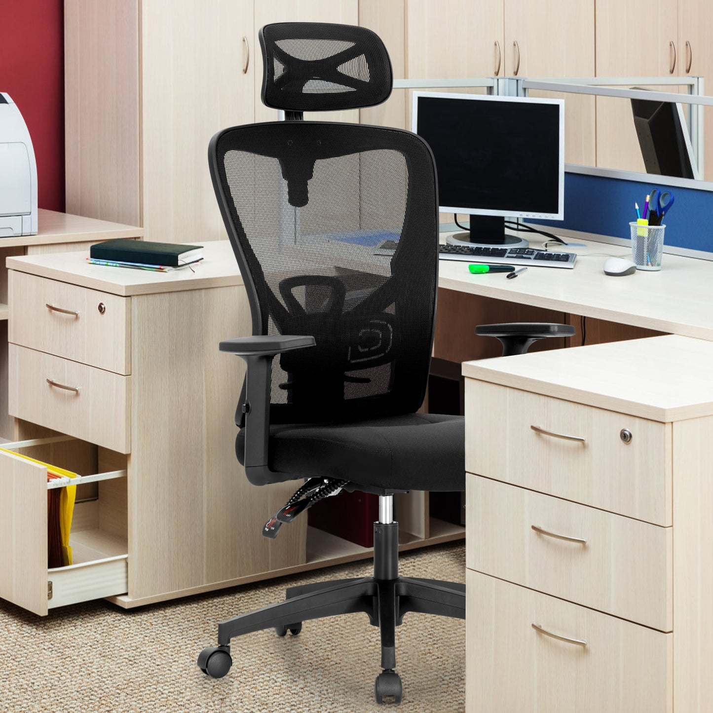 Sophia & William Ergonomic Mesh Office Desk Chair with Lumbar Support & Adjustable Armrest-Black