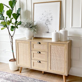 Shop now to elevate your home decor with our stylish Rattan Accent Cabinet with Drawers!