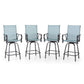 Sophia & William 4 Piece Outdoor Swivel Bar Stools Patio Height Chairs Padded Textilene Seat in Blue