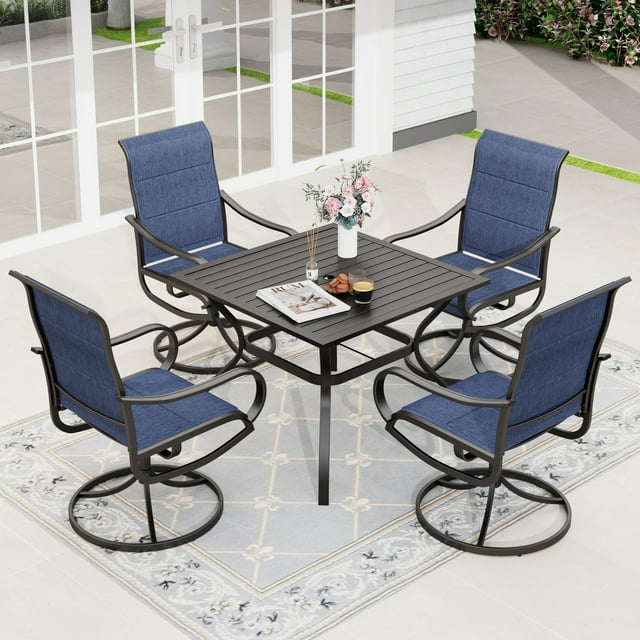 Sophia & William 5 Piece Outdoor Patio Dining Set Padded Textilene Chairs and Table Furniture Set