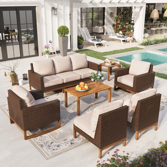 9 Piece Wicker Patio Conversation Sofa Set Outdoor Sectionals