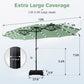 Alpha Joy 15ft Extra Large Outdoor Patio Double-Sided Umbrella with Solar Lights & Umbrella Base, Mint Green