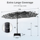 Alpha Joy 15ft Extra Large Outdoor Patio Double-Sided Umbrella with Solar Lights & Umbrella Base, Light Gray