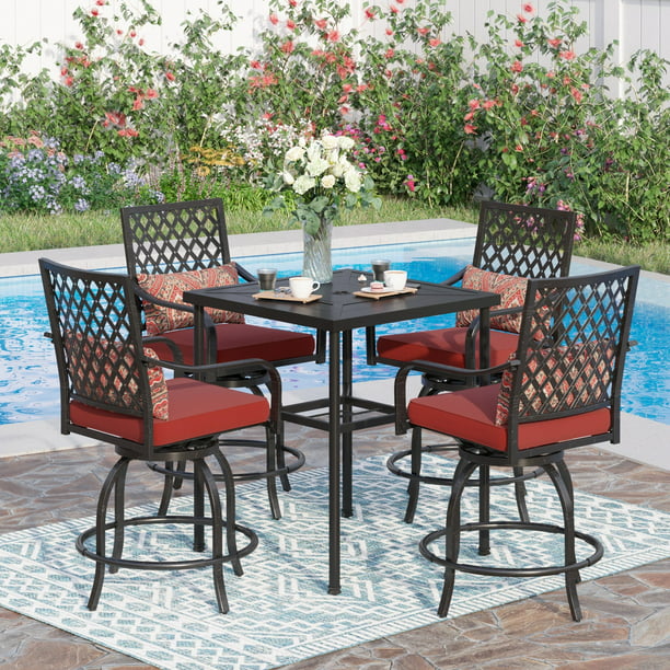 Sophia & William 5 Piece Outdoor Patio Swivel Bar Stools Set Height Bar Table and Chairs Dining Furniture Set