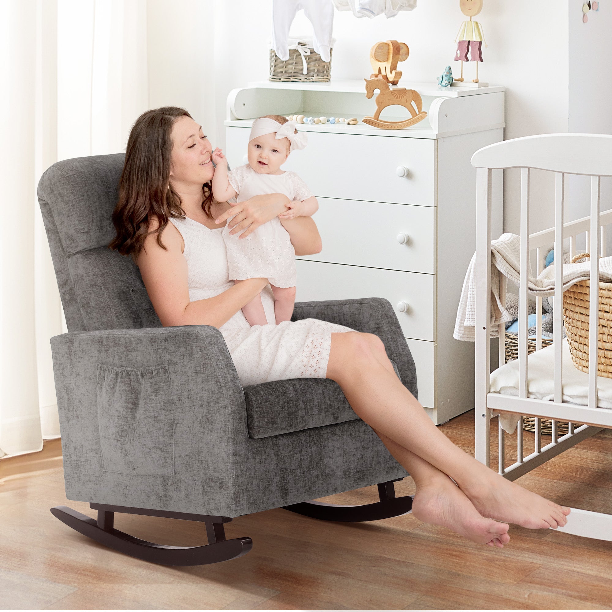 Calm Rocking Chair with Lumbar Pillow and High Back – Sophia & William