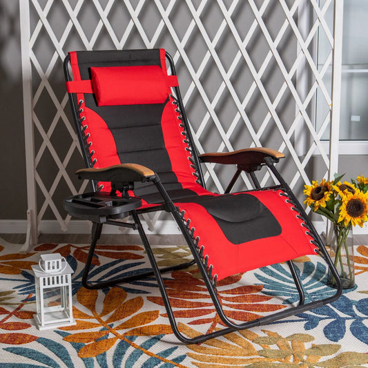 Sophia&William Outdoor XL Oversized Padded Zero Gravity Chair Camping Recliner  - Red