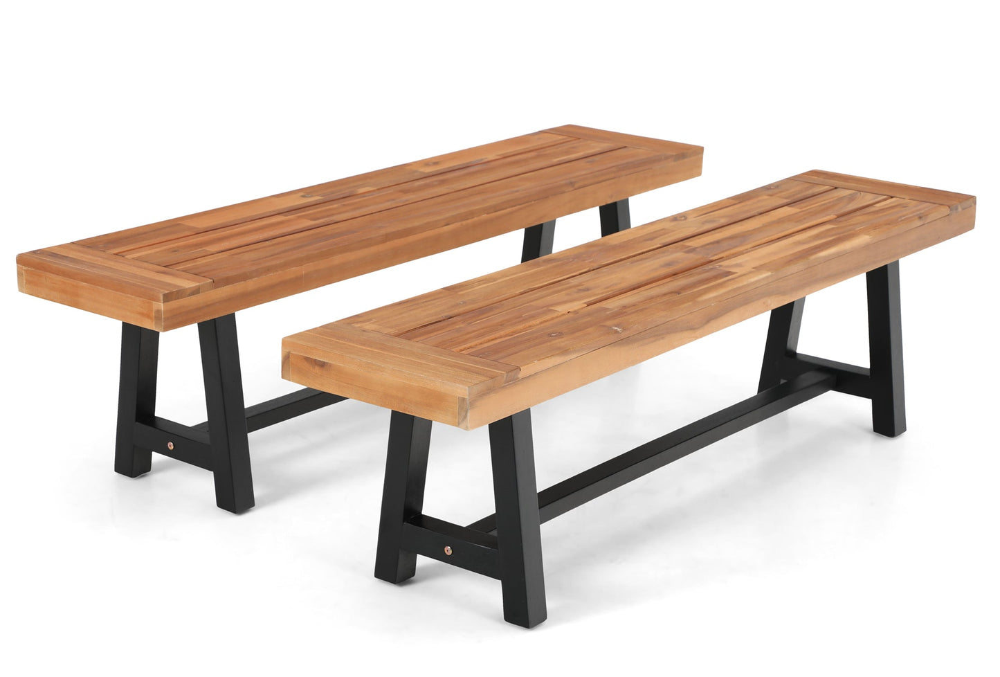 Sophia & William 63¡±L Outdoor Acacia Wooden Garden Picnic Bench Set of 2