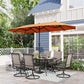 Sophia & William 8-Piece Outdoor Patio Set with 13 ft Orange Red Umbrella, Textilene Chairs & Rectangle Table for 6