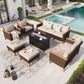 Sophia & William 10 Piece Outdoor Wicker Patio Conversation Sofa Set with Fire Pit Table