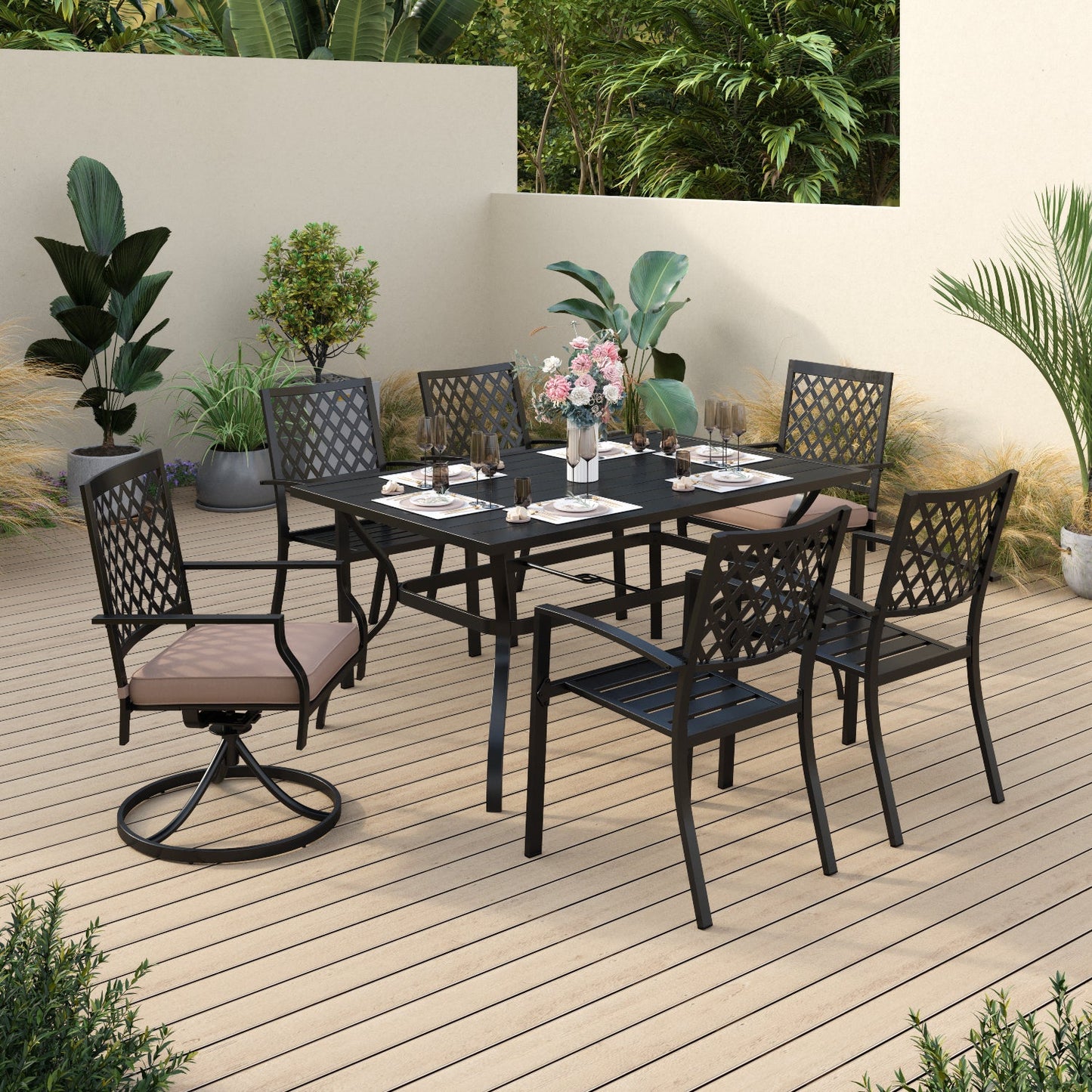 Sophia & William 7 Pieces Outdoor Patio Dining Set Patio Dining Chairs and Metal Dining Table