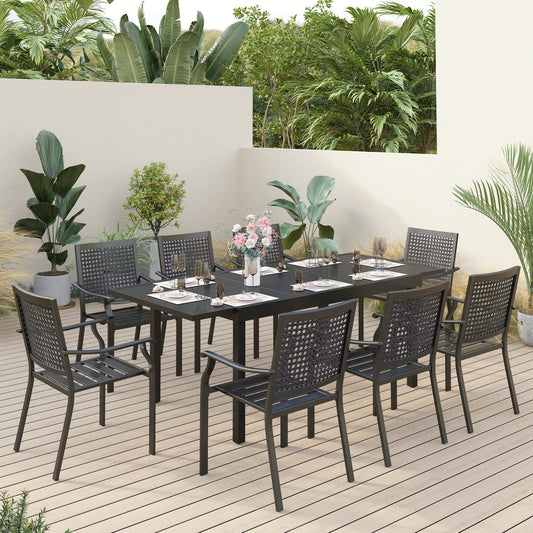 Sophia & William 9-Piece Patio Dining Set with Heavy-duty Metal Chairs and Extendable Table