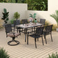 Sophia & William 7 Piece Outdoor Patio Dining Set with 1 Steel Retangular Table and 5 Metal Stackable Chairs&1 Swivel Dining Chair