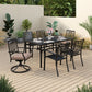 Sophia & William 7 Piece Outdoor Patio Dining Bistro Set with 1 Retangular Table&5 Metal Metal Stackable Chairs&1 Swivel Dining Chair