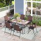 Sophia & William 7 Pieces Wicker Patio Dining Set Foldable Chairs and Table Set