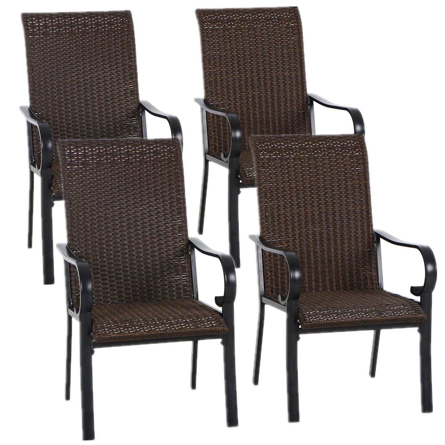 Sophia & William Set of 2 Patio Wicker Rattan Dining Chairs - Brown