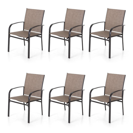 Sophia & William Outdoor Patio Dining Chair - Textilene - Set of 6 - Brown