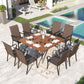 Sophia & William 9 Pieces Outdoor Patio Dining Set with Rattan Chairs & Square Table for 8 People