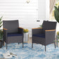 Sophia & William Patio Wiker Rattan Dining Chairs Set of 2 with Blue Cushions
