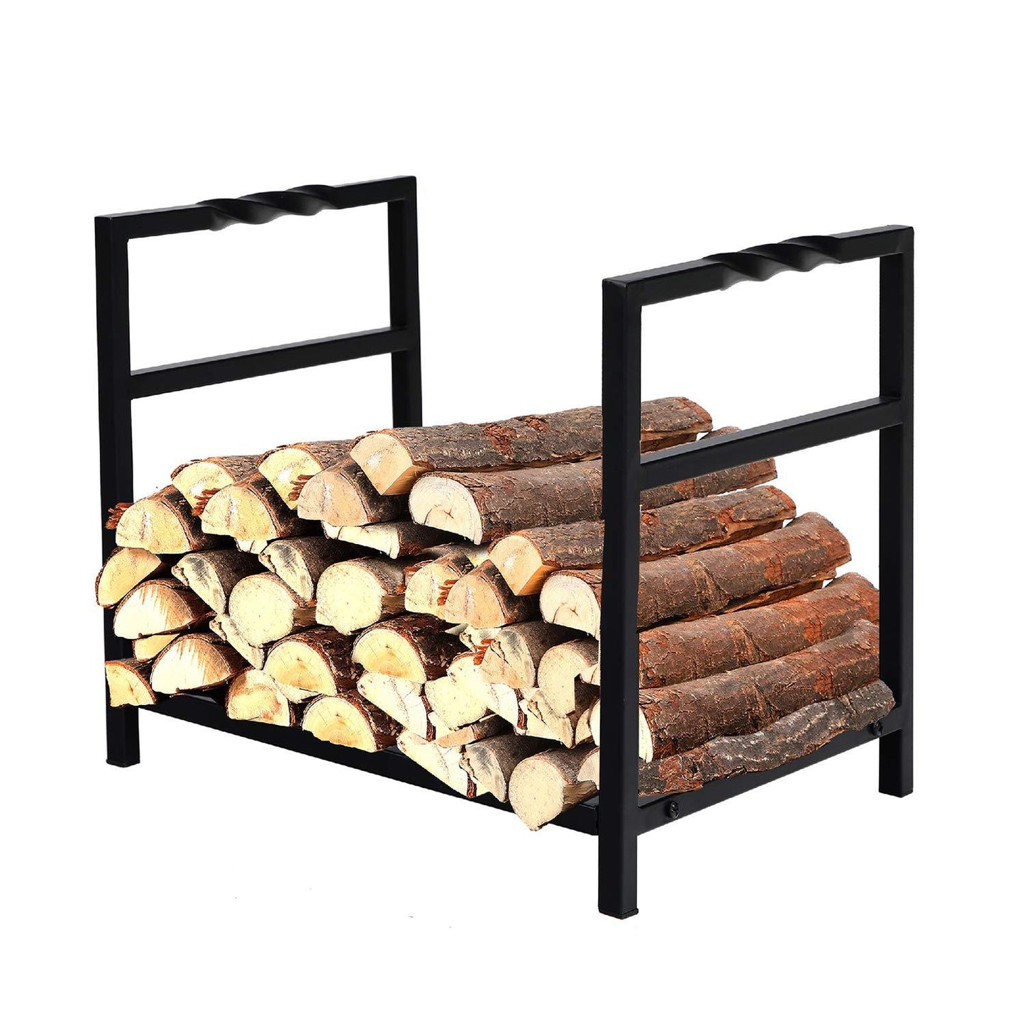 Sophia & William Garden Small Steel Firewood Log Rack Fireside Log Rack - Black