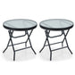 Sophia & William 2 Piece 18 inch Patio Round Folding Side Table Small Portable Bistro Coffee Table Tempered Glass Top Clear