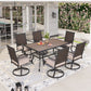 Sophia & William 7 Pieces Outdoor Patio Dining Set Wicker Swivel Chairs and Steel Table