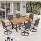 Sophia & William 7 Pieces Outdoor Patio Dining Set Wicker Swivel Chairs and Wood Table