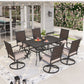 Sophia & William 7 Pieces Outdoor Patio Dining Set Wicker Swivel Chairs and Steel Table