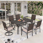 Sophia & William 7 Pieces Outdoor Patio Dining Set with Swivel & Fixed Wicker Chairs and Steel Table for 6