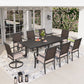 Sophia & William 9 Pieces Outdoor Patio Dining Set with Swivel & Fixed Wicker Chairs and Extendable Steel Table for 8-person